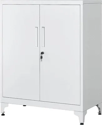 Zdjęcie produktu dla Szafka archiwowa Famanu z zamkiem - metalowa, biała - 40 x 80 x 90 cm