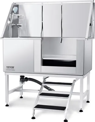 Produktbild von VEVOR Professionelle Hundepflegewanne 127cm Edelstahl Tierbadewanne Hundewaschstation max.150kg Hunden Pflege Dusche Hundewaschanlage Haustierpflegewanne mit rechter Tür Hundedusche Waschwanne