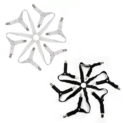 Produktbild von Verstellbarer Bettlakenspanner, Spannbettlakenhalter mit 6 Seiten & 12 Metallclips, Für Runde & Quadratische Matratzen