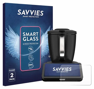 Produktbild von 2x Savvies Schutzglas Folie für Vorwerk Thermomix TM7 9H Panzer Schutzfolie Glas Displayschutz klar transparent