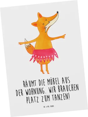 Produktbild von Mr. & Mrs. Panda Postkarte Fuchs Ballerina - Weiß - Geschenk, Party, Postkarten, einzelkarte, Ballett, Ansichtskarten, Geburtstag, bildkarte, Ansichtskarte, Feier