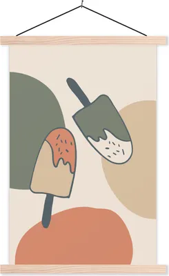 Produktbild von MuchoWow® Textilposter Sommer - Pastell - Eiscreme 60x90 cm mit holzfarbenen Rahmen - Textil