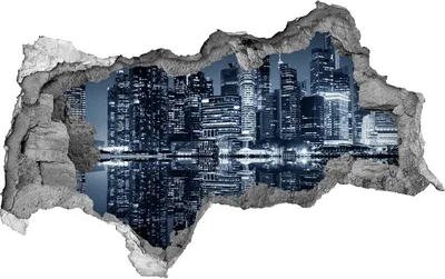 Produktbild von Selbstklebender Loch-3D-Aufkleber 95x73 cm Singapur bei Nacht