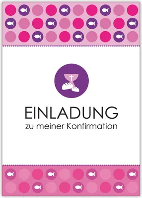 Produktbild von 4x Moderne Einladungskarte zu meiner Konfirmation für Mädchen mit Fischen