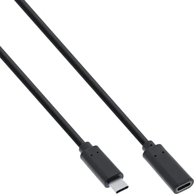 Image de InLine® 35776 Câble USB 3.2, USB Typ-C Rallonge mâle/femelle, noir, 0,5m