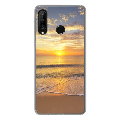 Produktbild von MuchoWow® Handyhülle Schutzhülle Hülle für Huawei P30 Lite Strand - Sonnenuntergang - Meer Silikon Softcase Handy Hülle - Handyhülle