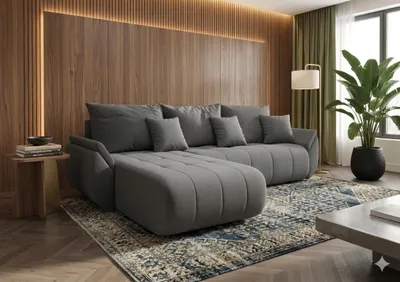 Produktbild von CORNERO Ecksofa mit Schlaffunktion SYDNEY Sofa L-Form Couch mit Bettkasten  Eckcouch mit Stauraum Grau Ottomane links