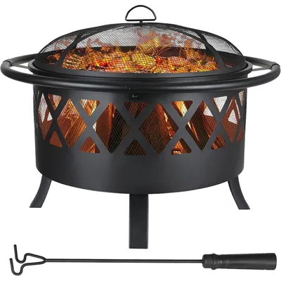Produktbild von Gartenkamin mit Grill JS-FT069B, 80 cm, schwarz