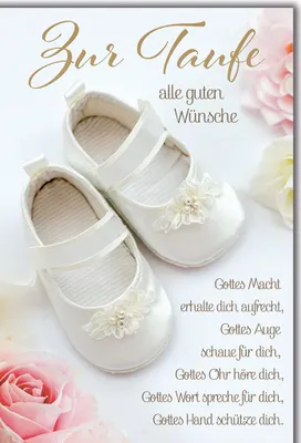 Produktbild von Taufe Babyschühchen Glückwünsche Spruch Glückwunschkarte mit Umschlag
