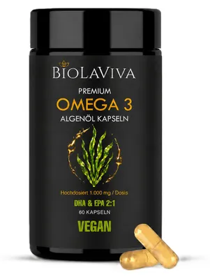 Produktbild von Premium Omega 3 Algenöl Kapseln - hochdosiert - vegan