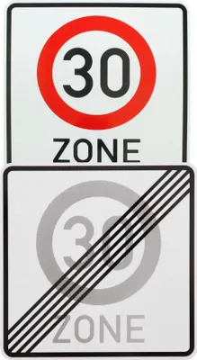 Produktbild von Original 2 x Verkehrszeichen Nr. 274.2 Ende 30 Zone 274.1 30 Zone nach StVO mit RAL Straßenschild Verkehrsschild Schilder Straßenverkehr Schild 600 mm