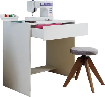 Immagine prodotto di Scrivania in legno | Tavolo per computer con cassetto | H. 75 x W. 77 x D. 50 cm | Mobili da ufficio Nitolda