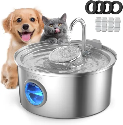Productafbeelding van Kattenfontein van roestvrij staal - 3,2 l - ultrastil - met waterpeilindicator en 5-traps filter