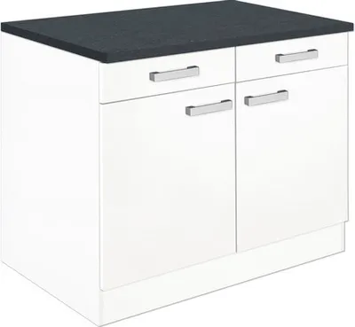 Produktbild von Optifit Unterschrank mit Schublade und Drehtür Salo214 BxTxH 100 x 60 x 84,8 cm weiß matt zerlegt HWSA U106-7+