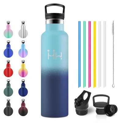 Productafbeelding van RVS drinkfles, 750 ml, lekvrije waterfles met rietje, BPA-vrij