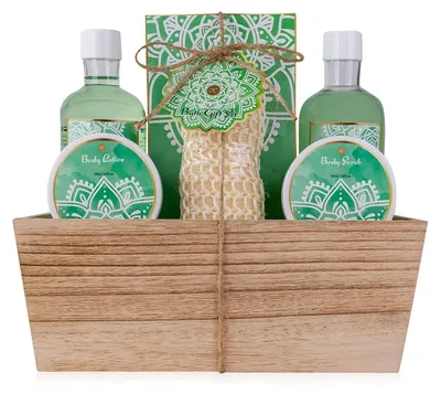 Produktbild von Geschenkset Badeset Pflegeset Wellness Aloe Vera 6-teiliges Pflegeset in Holzbox