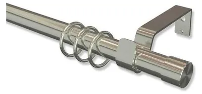 Produktbild von Interdeco Gardinenstange ausziehbar / Teleskop-Vorhangstange Edelstahl-Optik, Typ Peso Madro (Kappe), 22/19 mm Ø 1-läufig, 130-240 cm ausziehbar