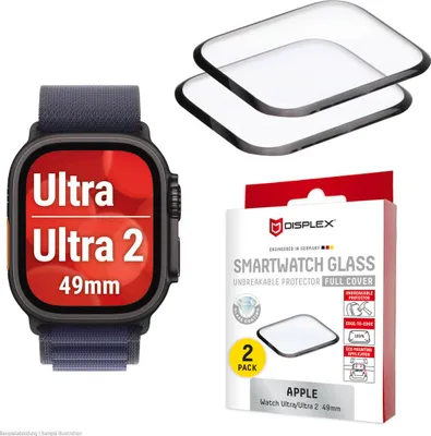 Obrázek produktu pro Displex 02148, Ochranná fólie, Chytré hodinky, Průhledná, Apple, Apple Watch Ultra 3/Ultra 2/Ultra (49mm), Temperované sklo