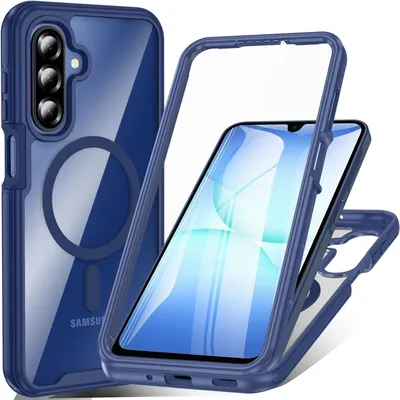 Image de Coque de protection pour Samsung Galaxy A17 5G, avec protection d'écran et anneau magnétique, couleur bleue