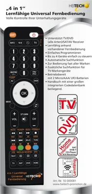 Produktbild von Heitech 4-in-1 Lernfähige Universal-Fernbedienung