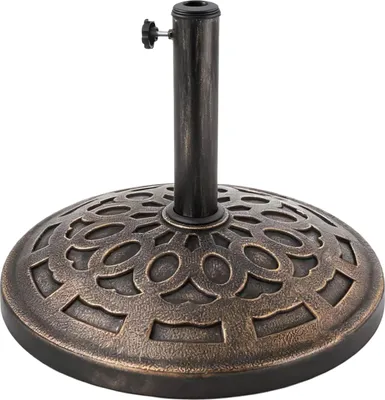 Image de Relaxdays, pied de parasol, pour mâts de 34 à 48 mm, Ø 49 cm, style vintage, pied de parasol, noir/bronze
