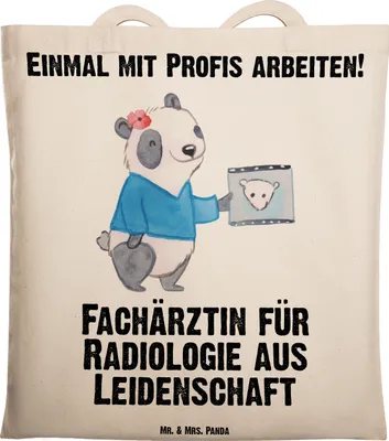 Produktbild von Mr. & Mrs. Panda Jutebeutel Fachärztin für Radiologie Leidenschaft - Transparent - Geschenk, canvas tasche, Einkaufstasche, totebag, Shopping, dokumententasche