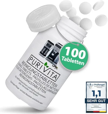 Produktbild von PURIVITA REINIGUNGSTABLETTEN Kaffeevollautomaten 100 Tabs 2-Phasen-Reinigungstabletten