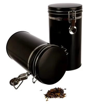 Produktbild von 2x Kaffeedose/Vorratsdose mit Bügelverschluss und Silikondichtung, luftdicht aus Metall für je 500g Kaffee | 20 x 10,4cm (H,ø) | auch geeignet als Mehl- oder Reisdose