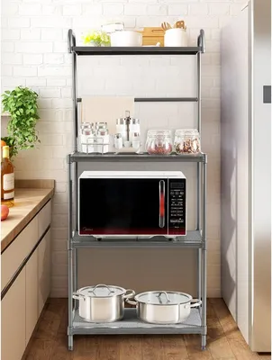 Immagine prodotto di Mensola da cucina 4 ripiani regolabile porta microonde mensola per uso domestico mensola in piedi
