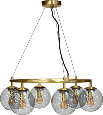 Image de Suspension LED, lampe à suspendre, suspension de plafond, suspension de table à manger, suspension de salon, design scandinave, Como verre/laiton