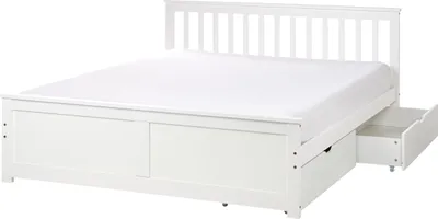 Produktbild von BELIANI Doppelbett Weiß Kiefernholz mit Lattenrost 160 x 200 cm 2 Schubladen Fußteil Hohes Kopfteil Schlicht Modern Skandi Design Schlafzimmer Holzbett