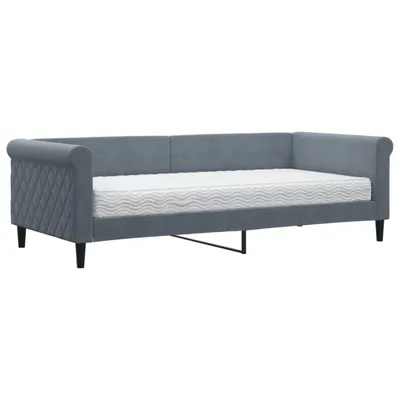 Produktbild von Tagesbett mit Matratze Dunkelgrau 90x200 cm Samt