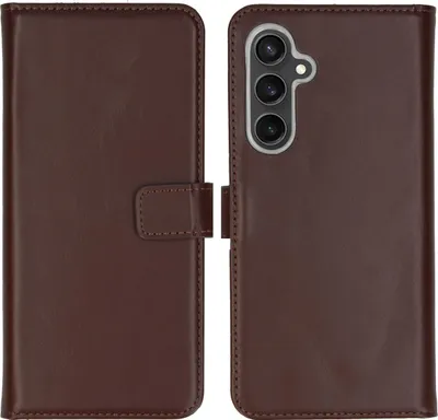 Image de Selencia Bibliothèque en cuir véritable pour le Samsung Galaxy S23 FE - Marron