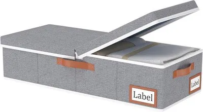 Obrázok produktu pre Sivá úložná skrinka na posteľ 60 x 30 x 15 cm s vekom a úchytkami