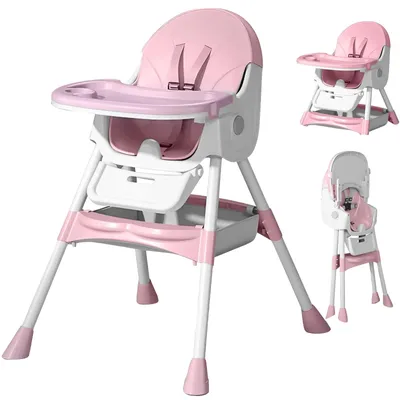 Obrázok produktu pre Vysoká stolička, 2 v 1, premeniteľná, ergonomický dizajn pre maximálny komfort, ružová farba