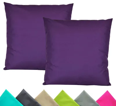 Produktbild von JACK 2er Set 40x40cm Outdoor Kissenhülle Kissenbezug Wasserfest Sitzkissen Lounge Kissen Garten Stuhl Lotus Effekt, Farbe:Violett