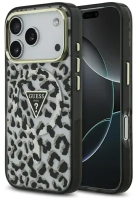 Immagine prodotto di Custodia GUESS passend für IPHONE 17 Pro Max compatibile con MagSafe GUHMP17XHLEGTGLK (PC TPU W/ Leopard Glitter) nero