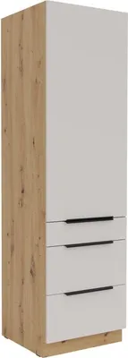 Obrázek produktu pro Potravinová skříň se šuplíky NICOLLA - šířka 60 cm, kašmír / dub artisan