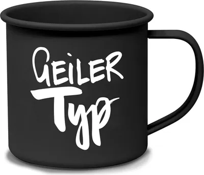 Immagine prodotto di PPD Geiler Typ Metal Mug D@H, Henkelbecher, Kaffeebecher, Becher, Tasse, Metall, Schwarz, 350 ml, 581101631