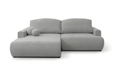 Produktbild von Ecksofa LANDRO Bouclé Grau mit Schlaffunktion Bettkasten Links