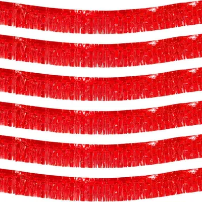 Image de Guirlande décorative métallique, couleur rouge, lot de 6, en plastique, dimensions : 30 cm x 18 m