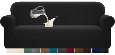 Produktbild von Sofabezug 4 Sitzer Stretch Wasserdicht Jacquard Elasthan Schwarz 1 Stück