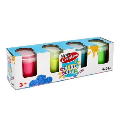 Produktbild von Knete Kunststoffmasse 4 Farben Glitter Tube MC