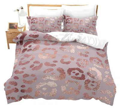 Productafbeelding van Bettlaken set, 2-delig, 155x220 cm, luipaardprint, roze microvezel, met rits en 1 kussensloop van 80x80 cm