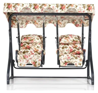 Image de Balancelle de jardin 2 places en métal et polyester multicolore 200 x 165 x 110 cm
