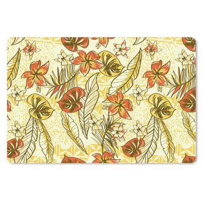 Produktbild von MuchoWow® Schreibtischunterlage Vintage - Blumen - Blätter - Hawaii - Muster 60x40 cm - XXL Mauspad - Großes Mauspad