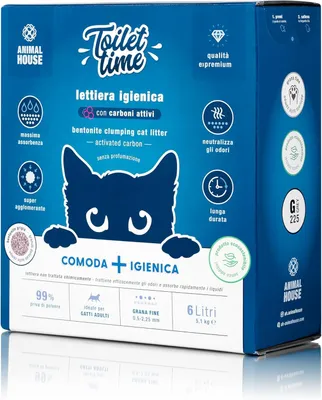 Immagine prodotto di Animal House, lettiera per gatti a base di bentonite da 6 litri, con carbone attivo, antistatica