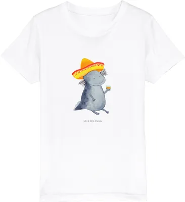 Produktbild von Mr. & Mrs. Panda Kleinkinder T-Shirt Axolotl Tequila 5-6 Jahre (110/116) - Weiß - Geschenk, trinken, Teenager, Kinder Shirt, Urlaub, Party, Bio, Kindershirt, Mexiko