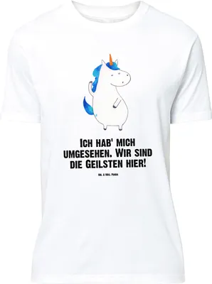 Produktbild von Mr. & Mrs. Panda Tshirt Einhorn Mann - Weiß - Geschenk, Unicorn, Übergrößen Herren T-Shirt, XXL, Oversize Shirt, Cool, Party, Familie, Einhörner