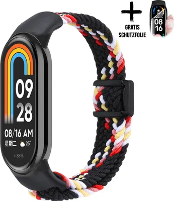 Produktbild von Armband Für Xiaomi Smart Band 8 9 * Bunt-Schwarz * Nylon Magnet Uhrenarmband Armband Zubehör Ersatz Moe-Pley™